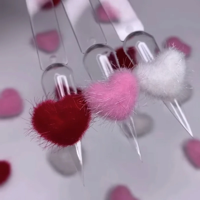 Pompons en peluche 3D pour Nail Art, 5 pièces, décorations magnétiques détachables, bijoux à la mode, accessoires de manucure