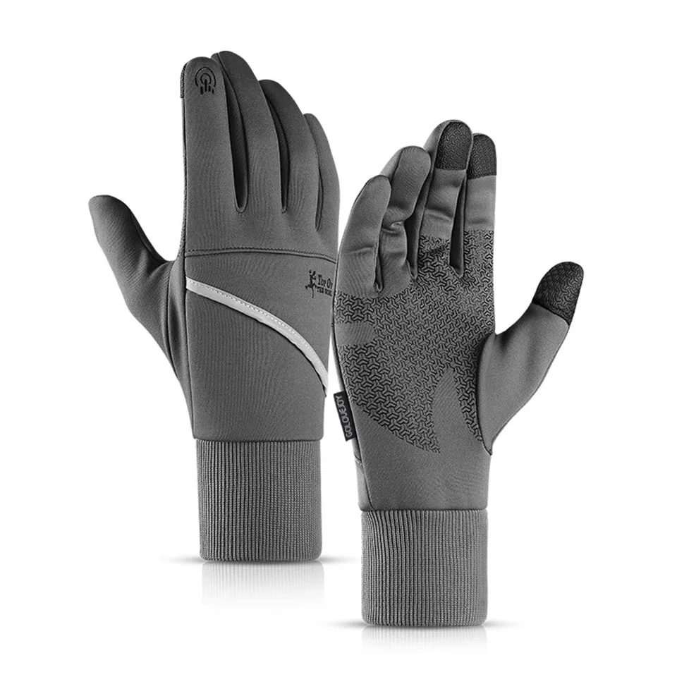 LOOGDEEL Running Gloves Three Finger Touch Screen Non-slip Waterproof Windproof Add Wool Winter Warm Sports Gloves With Pockets