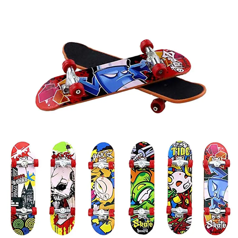 12pcs Alloy Mini Skate Finger Scooter Fingerboard Sports Training Props For Kids Xmas Birthday Gifts Children Small Skateboard