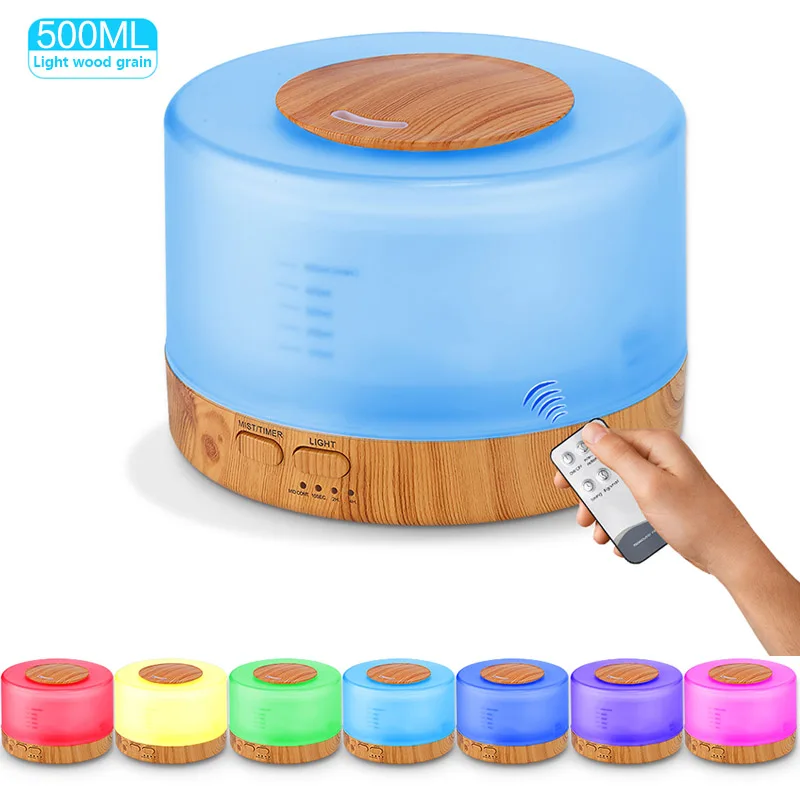 500 мл увлажнитель для ароматерапии с ультразвуковым управлением, свежий воздух, USB Mini Mister, 7 шт., светодиодный холодный свет для автомобиля, домашнего офиса