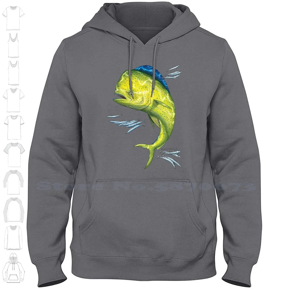 Mahi Mahi And Baitfish 100% Cotton Hoodie T-Shirt Sport Fishing Lure Fishing Angler Angers Art Baitfish Cairns Sport Fish