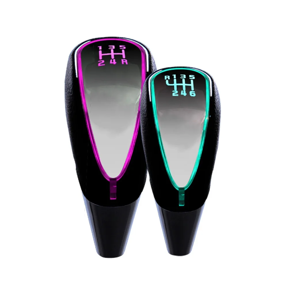 7 Colors Changes Activated Car Gear Shift Knob 5 6 Speed Car LED Gear Handball Knob Light Cigarette Lighter Charger Knobs