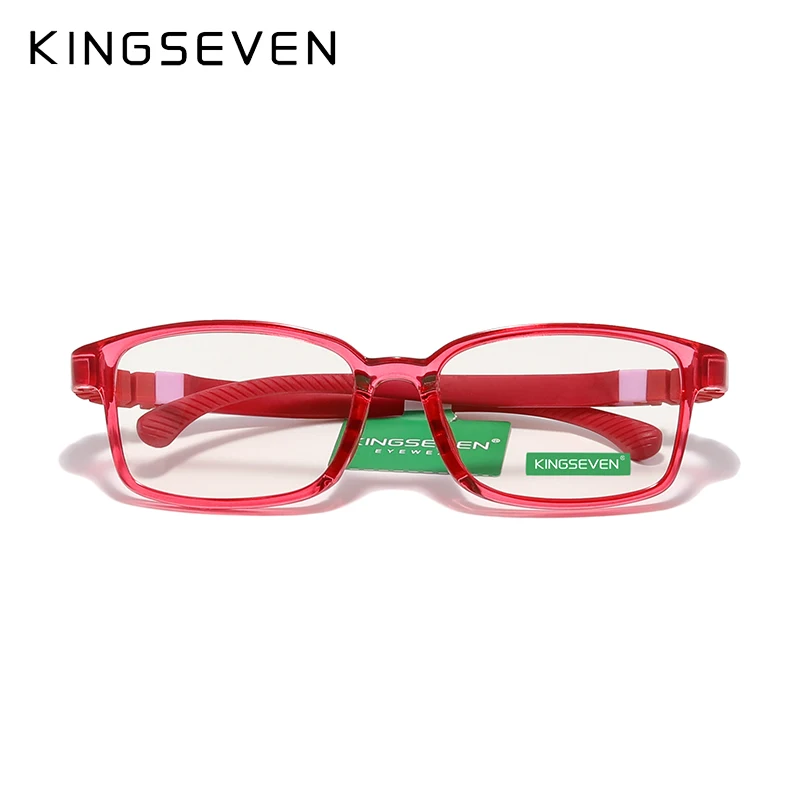 KINGSEVEN Children  Size 50mm Anti-blue Square Blue Light Blocking Glasses Kids Boy Girls Computer Clear Eyewear Frame UV400 Fil