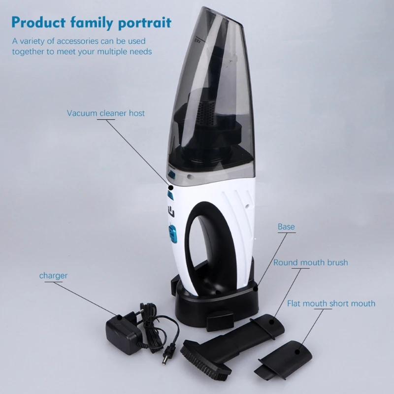 سيارة لاسلكية مكنسة كهربائية لاسلكية يده السيارات المكانس المنزل والسيارة الاستخدام المزدوج مكنسة كهربائية صغيرة بنيت في Battrery