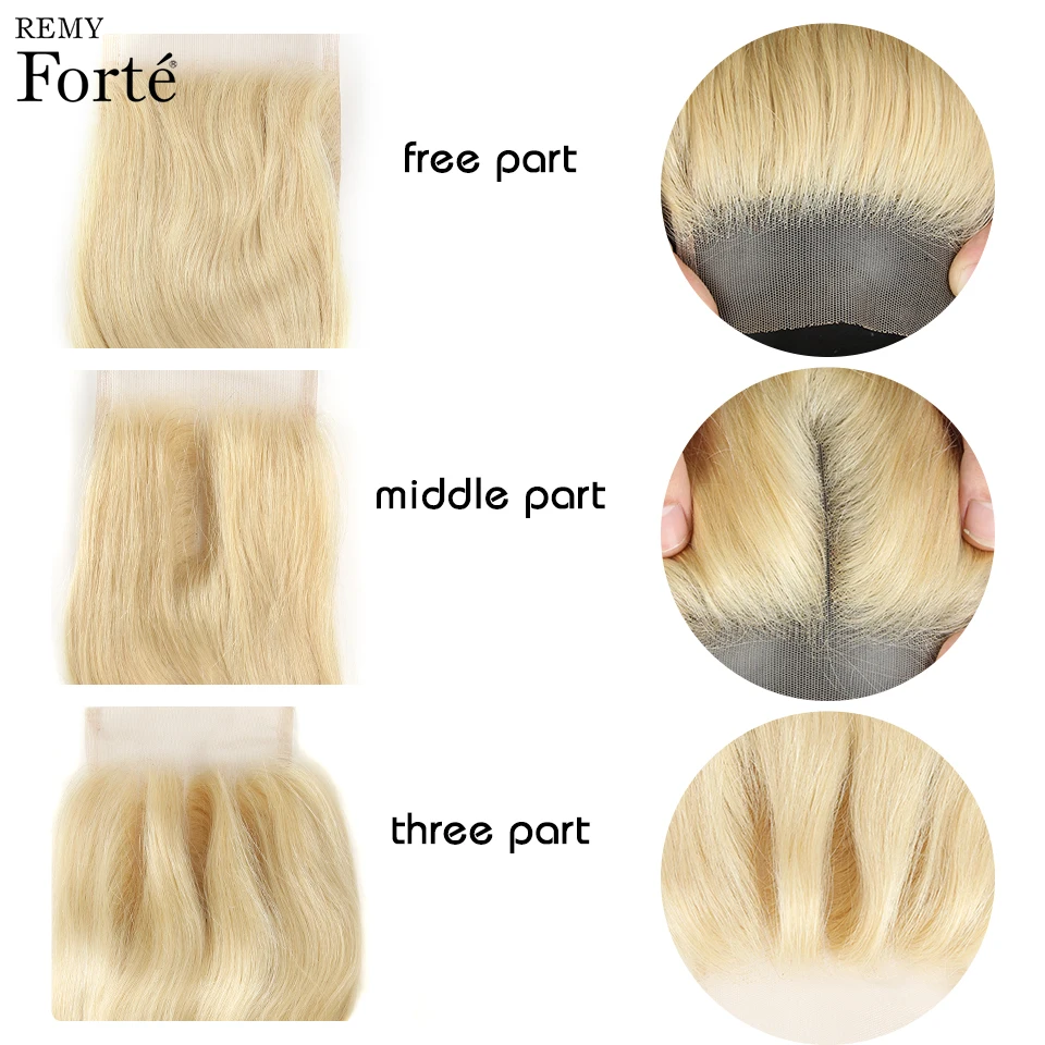 Remy Forte Blonde Body Wave ปิดสีส้มบราซิลผมสาน3ชุดผมปิดอย่างรวดเร็ว USA