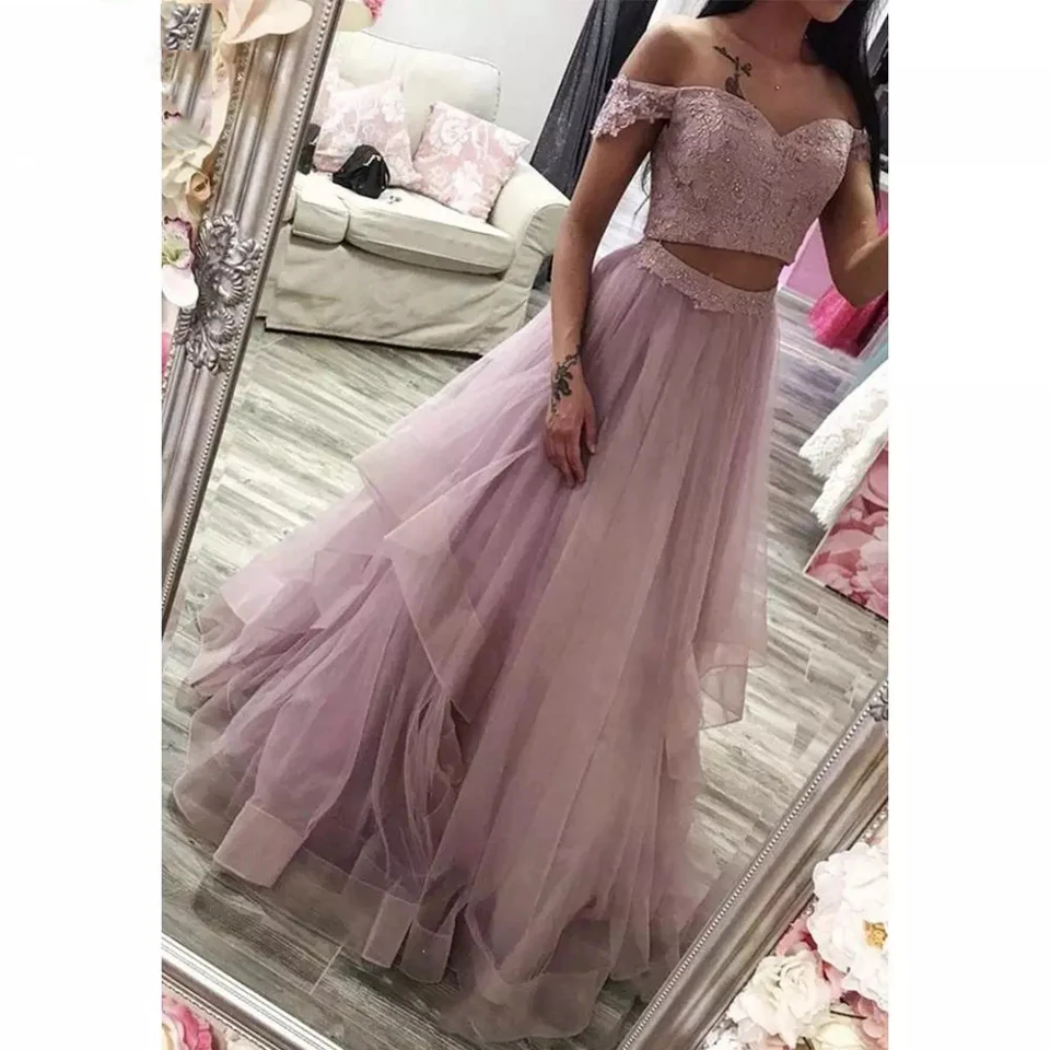 Hai Miếng Quần Sịp Đùi Thông Hơi 2022 Phụ Nữ Mới Tiệc Trang Trọng Đêm Vestidos De Gala Hồng Hai Miếng Thanh Lịch Tốt Nghiệp Dài Buổi Tối bộ Đồ Bầu