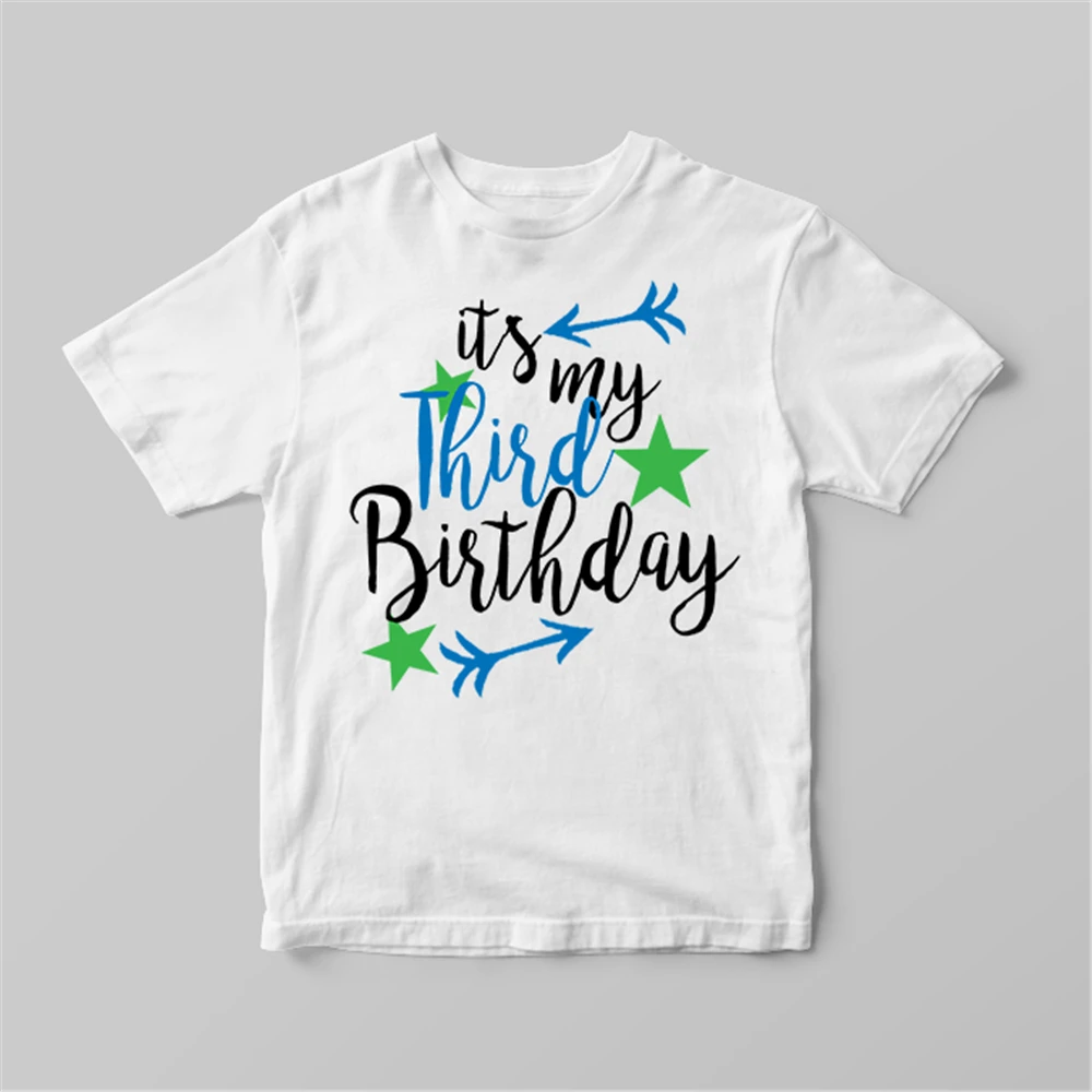 It's My Third 3rd Birthday Boys Childrens Kids T Shirts T - Shirt Top Arrow Star Festive Tee Shirt