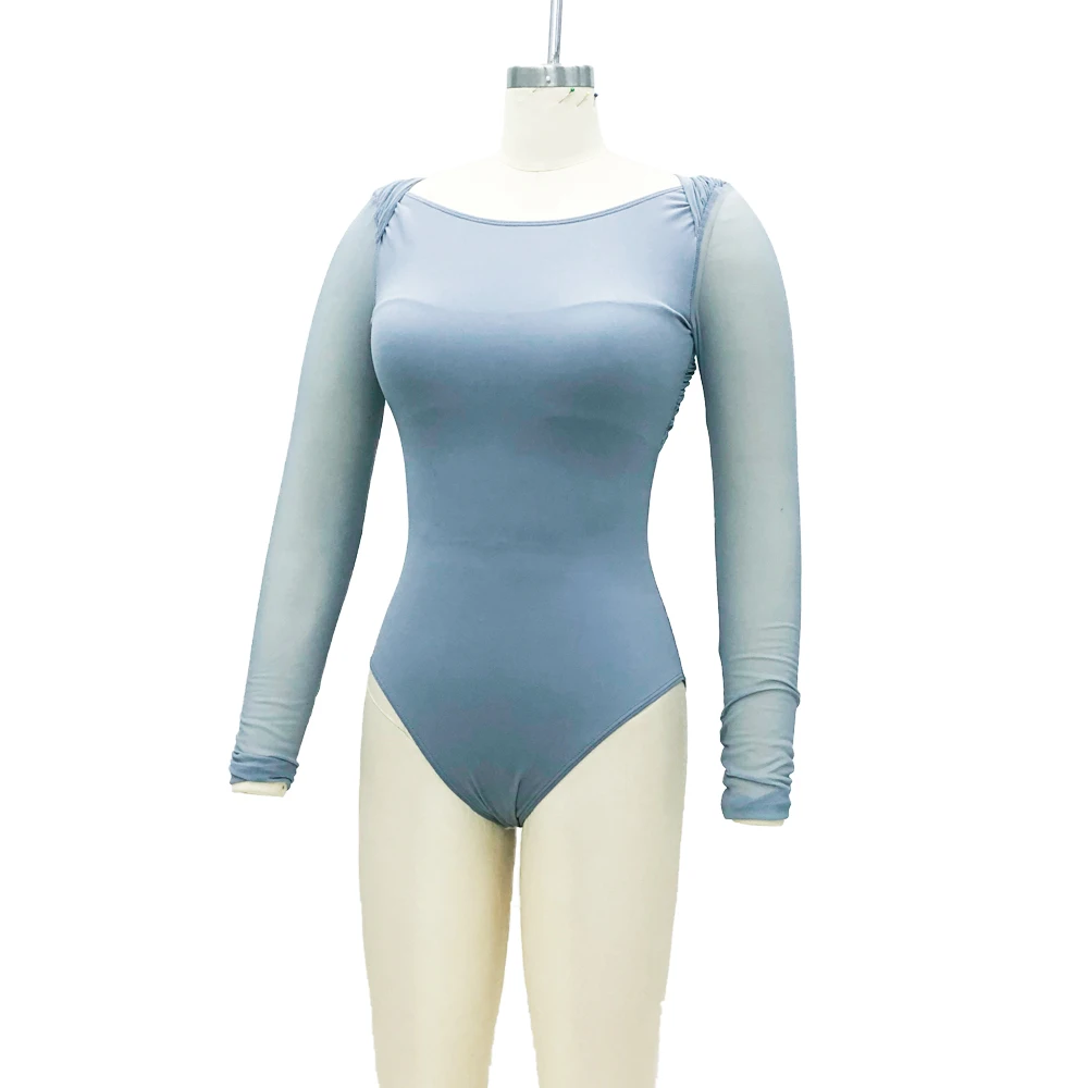 Costume de danse de justaucorps en Nylon Spandex, ceintures plissées croisées au dos pour adultes, adolescentes