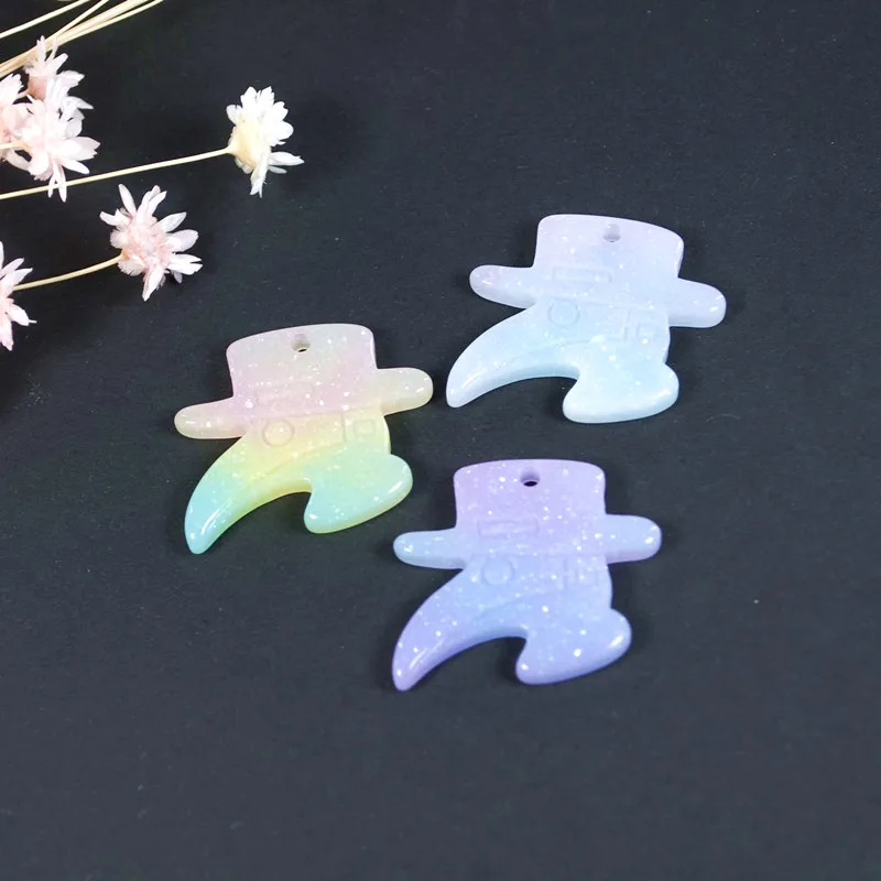 14pcs Plague Doctor Mark Charms Glitter Raven Head  Multicolor Flatback Resin for Pendants Earrings Necklace Diy