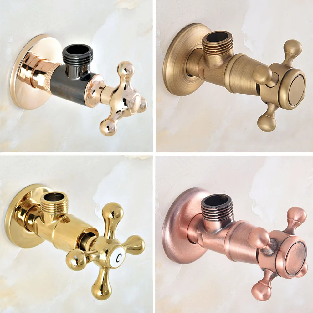 

1PCS Antique Brass, Chrome, Gold, Black Brass Bathroom 1/2"male x 1/2" male Angle Stop Valve Nav01