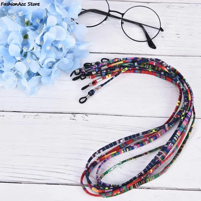 5Pcs Colorful Cotton Blend Sunglasses Strap Eyeglass Chain Reading Glasses Chain String Holder Neck Cord Eyewear Glass Necklace