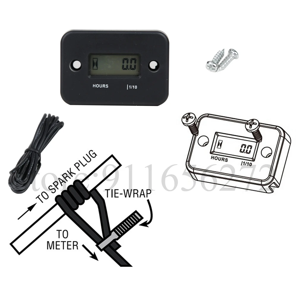 Waterproof Digital Hour Meter LCD Display Portable Engine Gauge Hour Meter For Motorcycle/Boat Engines Counter Hour Meter