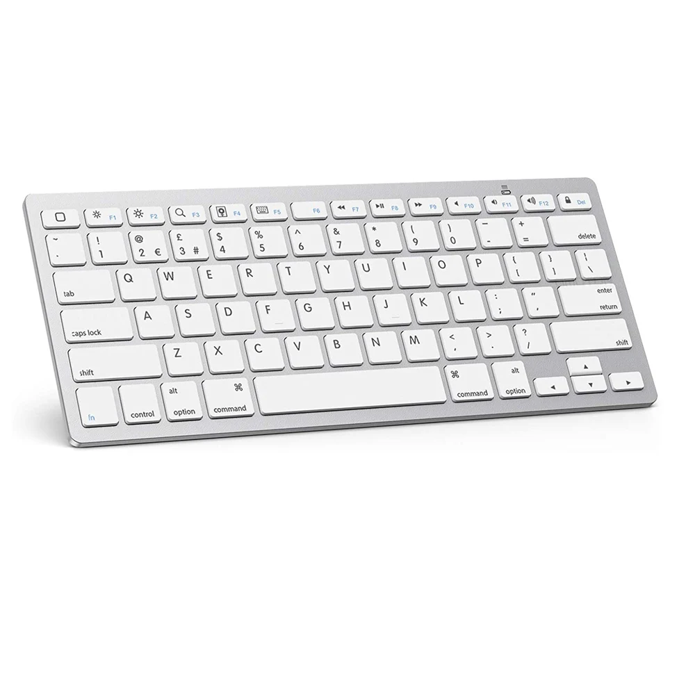 

Ultra-Slim Bluetooth Keyboard for Tablets Mobile Phones and More Bluetooth Enabled Devices with Spanish Russian French.