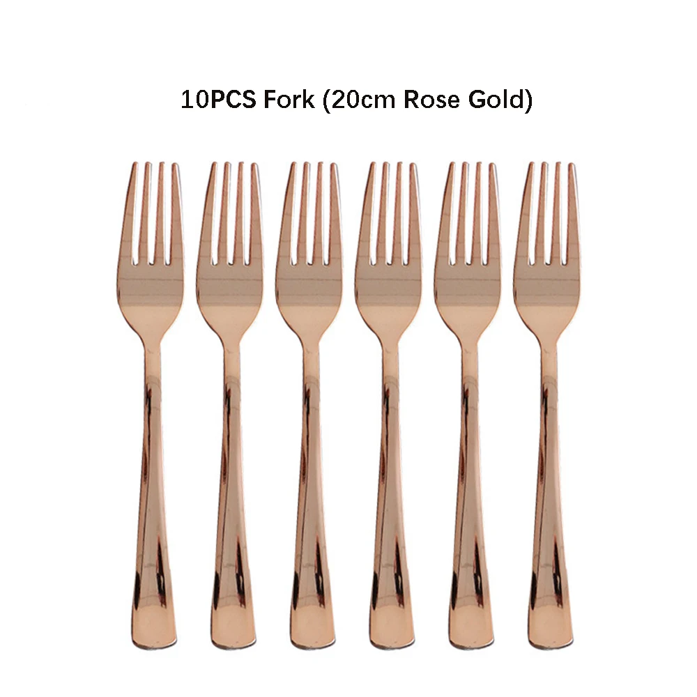 10/16PCS Rose gold disposable tableware table knife fork spoon cutlery birthday party decorations wedding gender reveal supplies