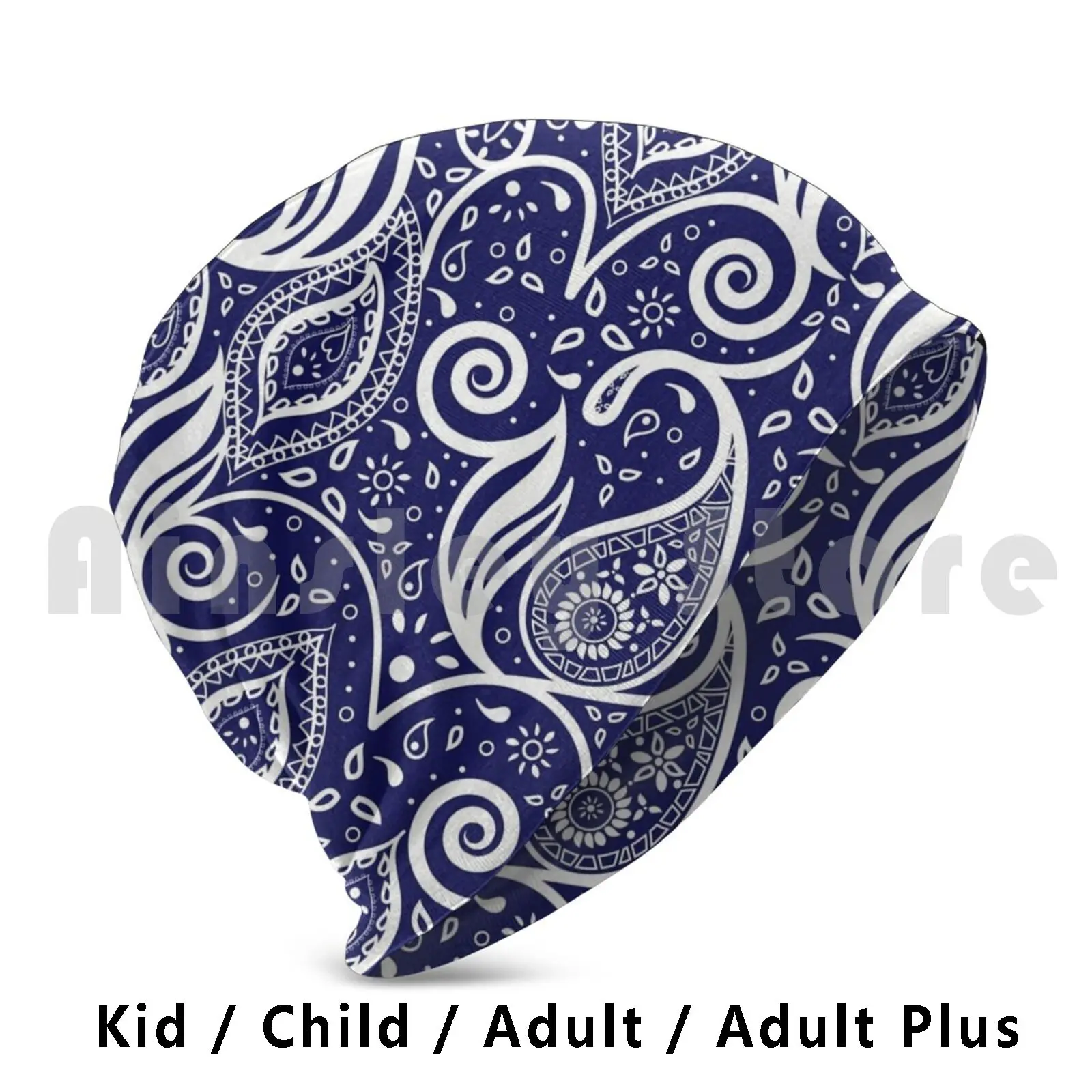 Paisley Bohemian Breeze Art-White And Blue Hat 1612 Hat Blue And White Paisley Pattern