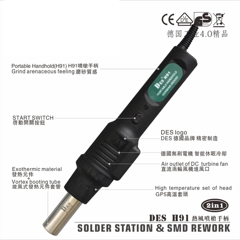 2 In1 Digitale Display Soldeerbout Hete Lucht Soldeerstation Diy Digitale Rework Station Telefoon Reparatie Bga Smd Soldeerstation