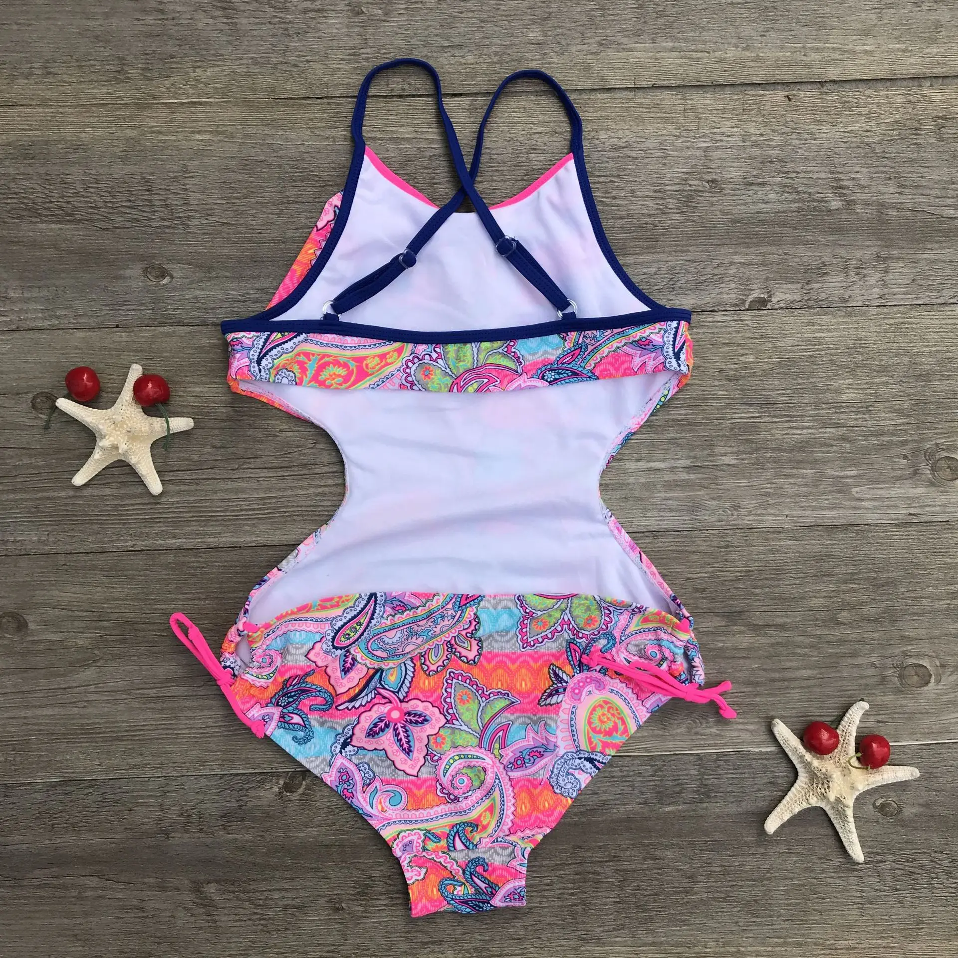 Bohemia Style Swimsuits For Girls One Piece Swimsuit Kids Bathing Suits 16T Large Girls Swimwear 1PCS Summer fatos de banho 2020