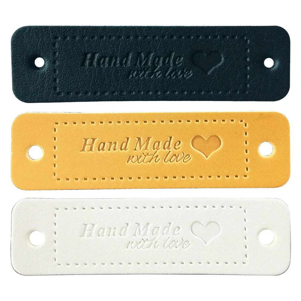 Hand Made With Love Clothing Labels With Heart Logo For Gift Hand Work Bag Luggage Logo Tags Handmade Sewing Tag