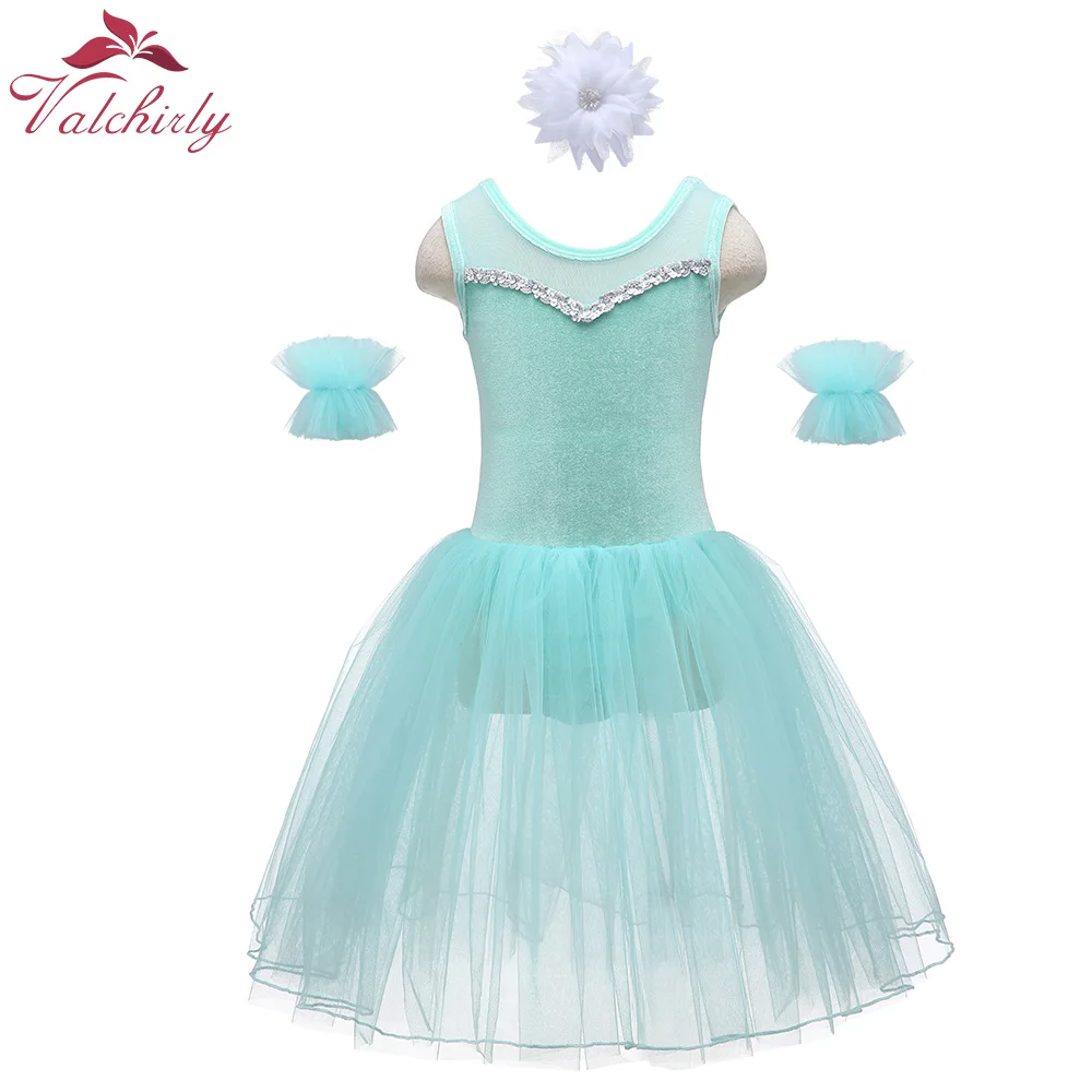 Kids Ballet Dress Girls Prom Party Fairy Dance Costume Have Hair Flower ArmBand