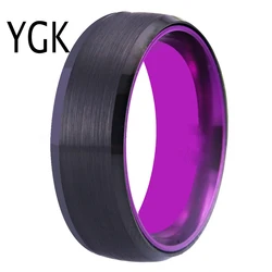 Wedding Band Rings For Women Classic Tungsten Rings Black Tungsten with Purple Aluminum Engagement Ring Free Engraving Drop Ship