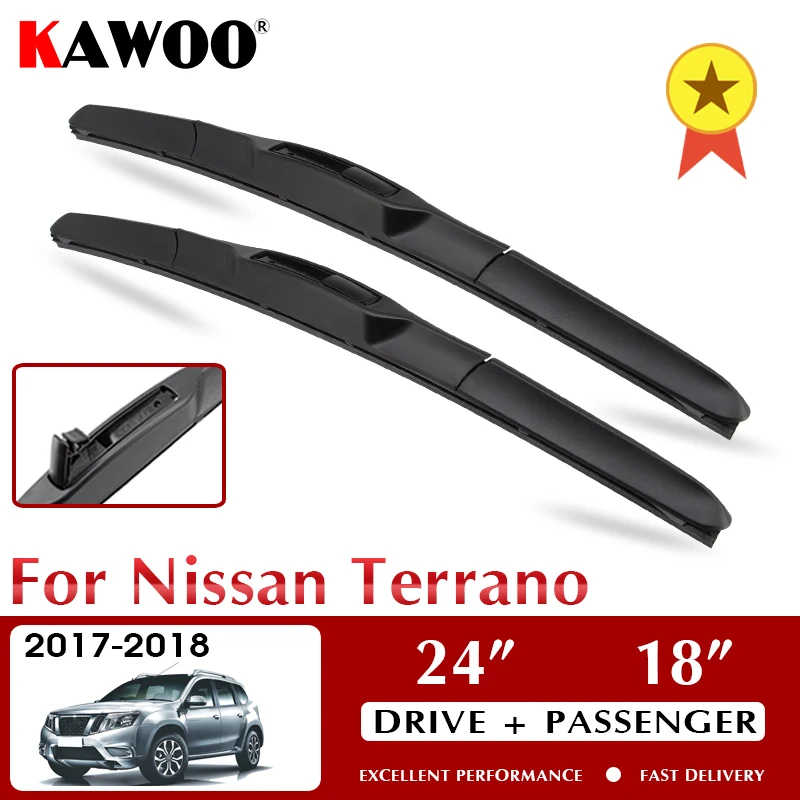 

KAWOO Wiper Front Car Wiper Blades For Nissan Terrano 2017-2018 Windshield Windscreen Front Window Accessories 24"+18" LHD RHD