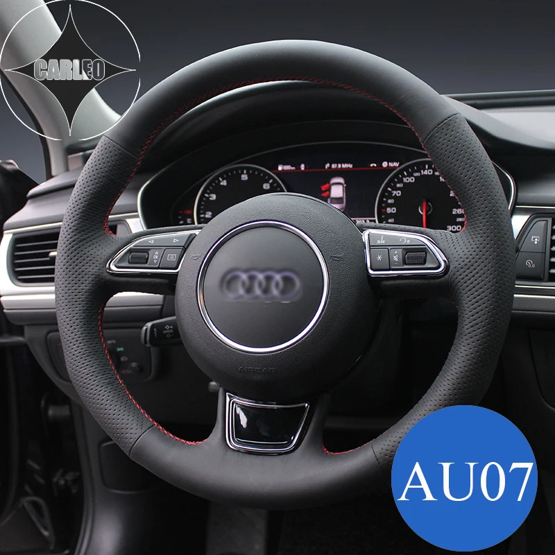 Car Steering Wheel Cover for Audi A1 A3 A5 A8L Q3 Q7 S5 S7 SQ5 TT R8 Genuine Suede Leather Stitching Handmade Customized Holder