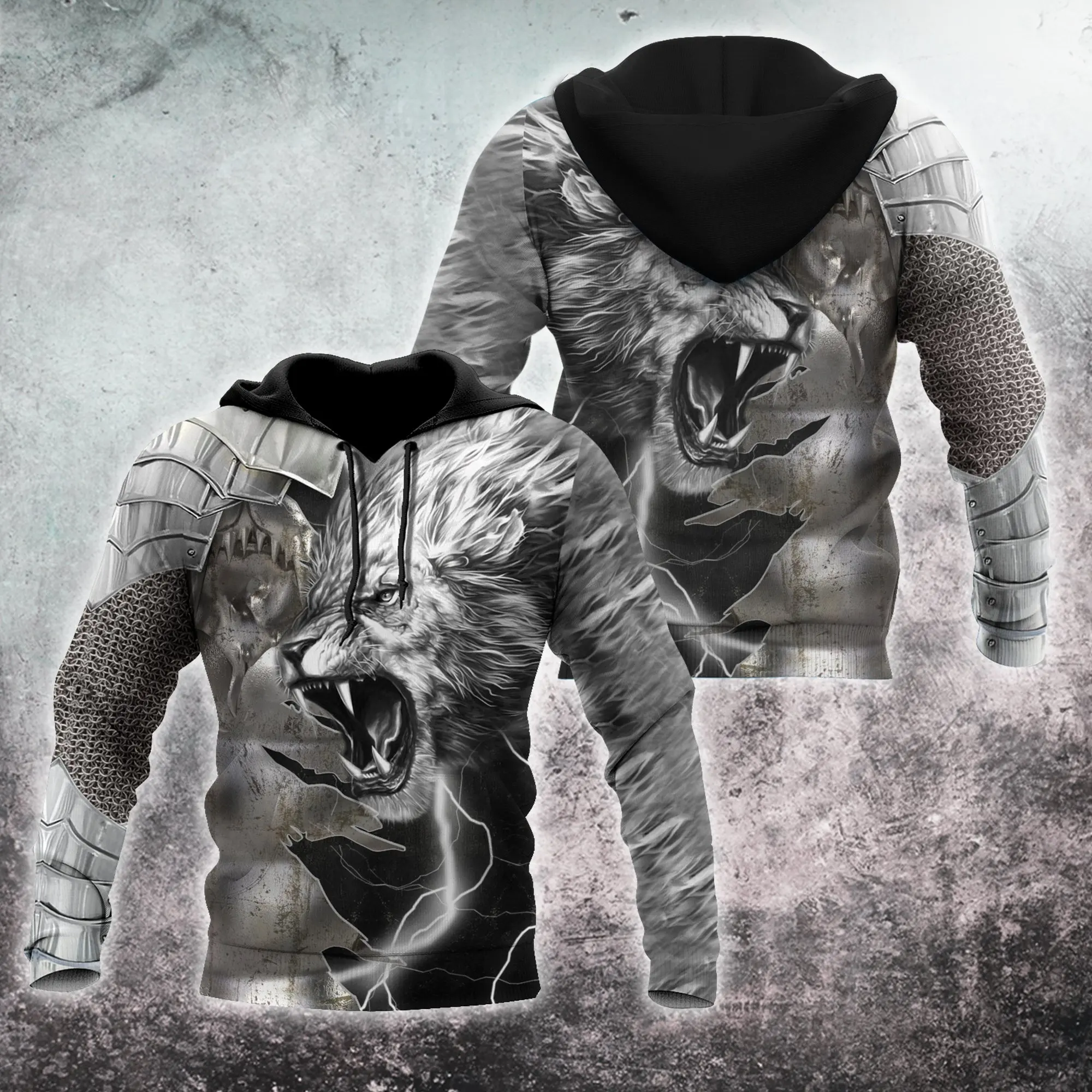 

Lion Warrior Armor Tattoo 3D All Over Printed Men Autumn Hoodie Unisex Hooded Sweatshirt Zip Pullover Casual Streetwear KJ471