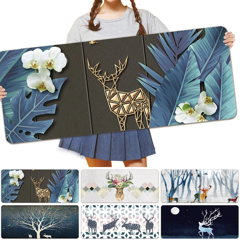 

Office Laptop Accessories Mouse Pad PU Leather Deer Pattern Series Large Size 30x60cm 30x80cm Computer Gaming Keyboard Mouse Mat