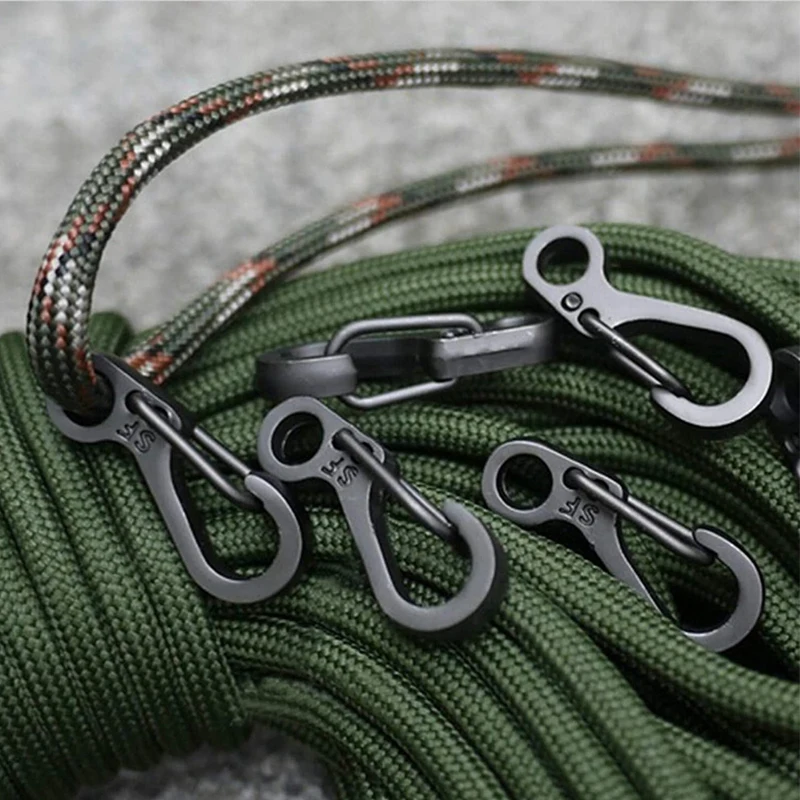 10Pcs Mini SF Spring Backpack Clasps Climbing Carabiners Equipment Survival EDC Paracord Snap Hook Keychainl Buckle Clip