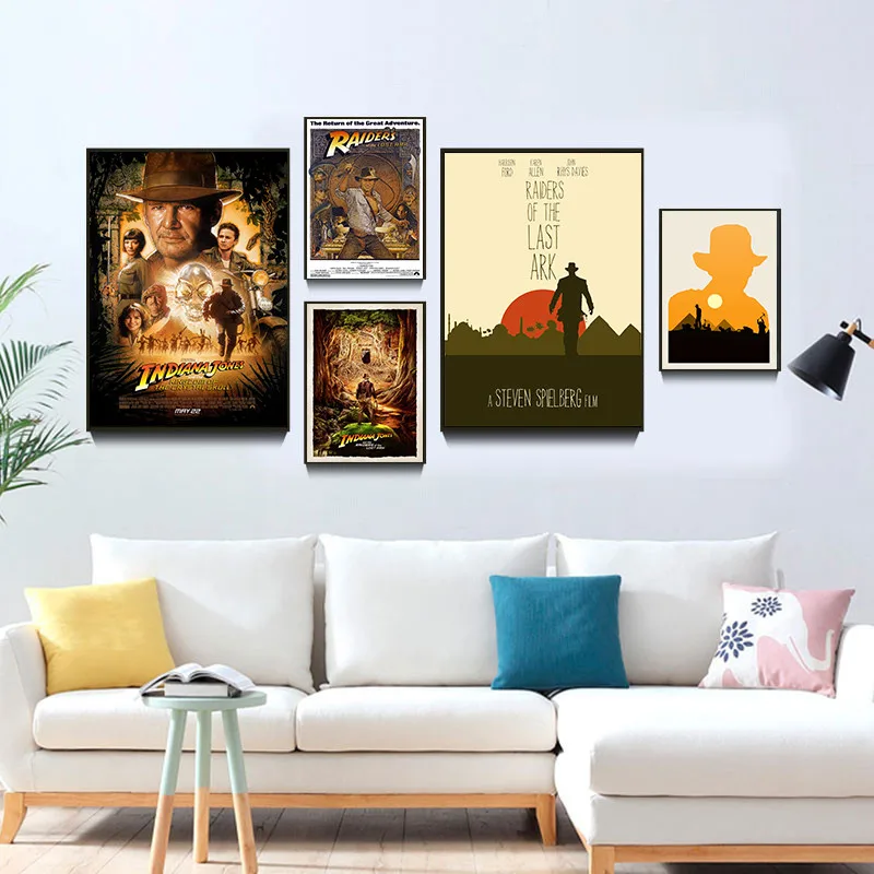 Indiana Jones And The Raiders of The Lost Ark Movie White Glossy Paper Poster Decorative Wall Art Living Room  Painting