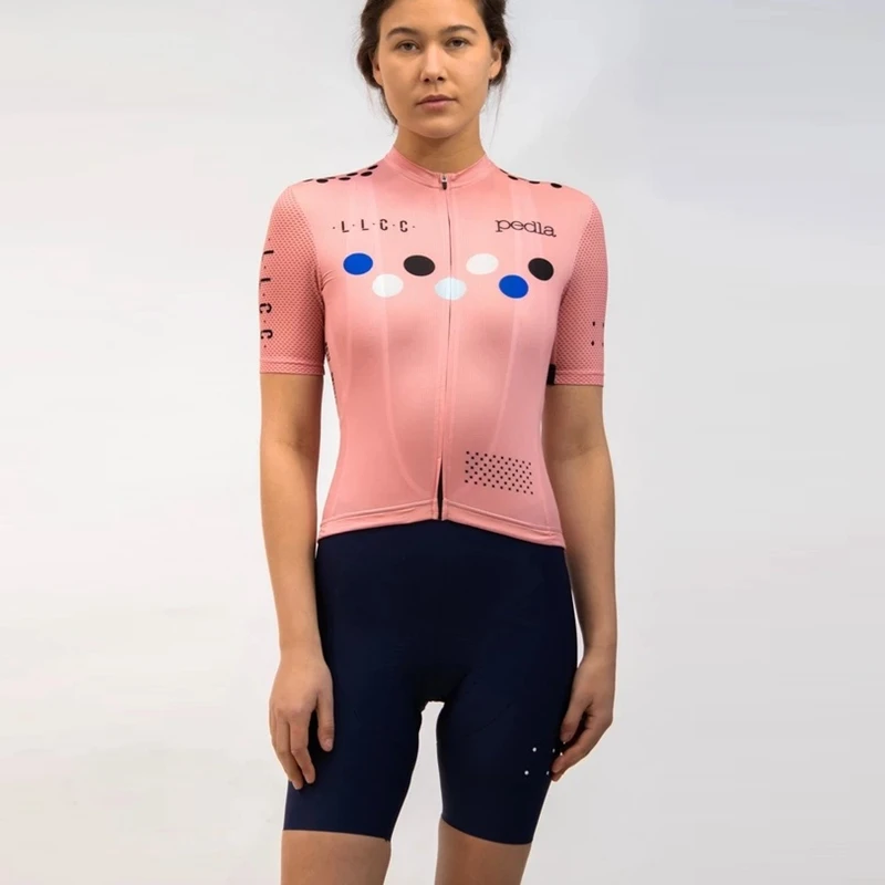 Team cycling suit women 2021  Air mesh sleeve short cycle jersey and 9D gel pad shorts Breathable bicycle clothing