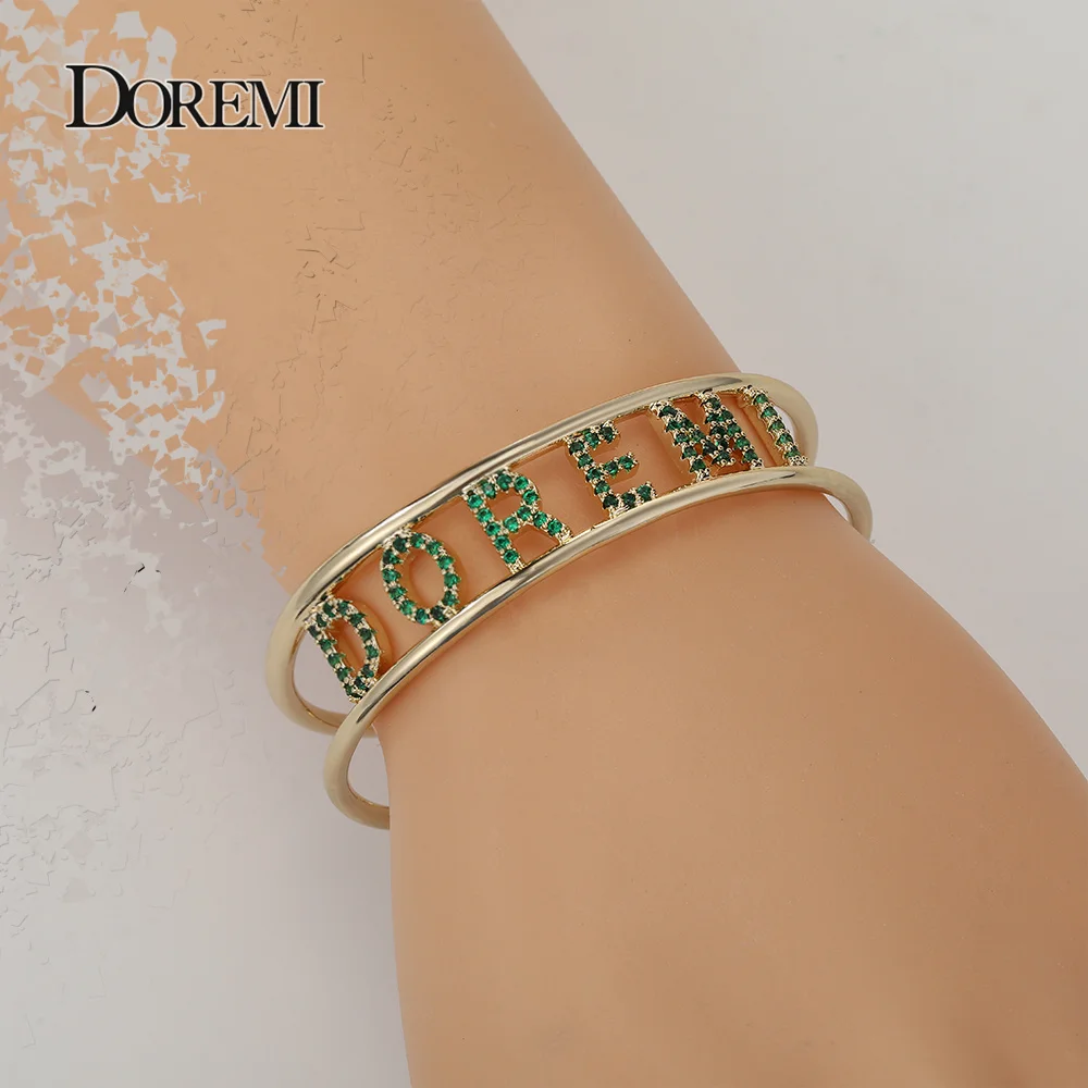 DOREMI 9mm 5colors Crystal Hollow Name Bangle with stone Bar Bracelet Custom Name Personalized Bracelets Rhinestone for Gift