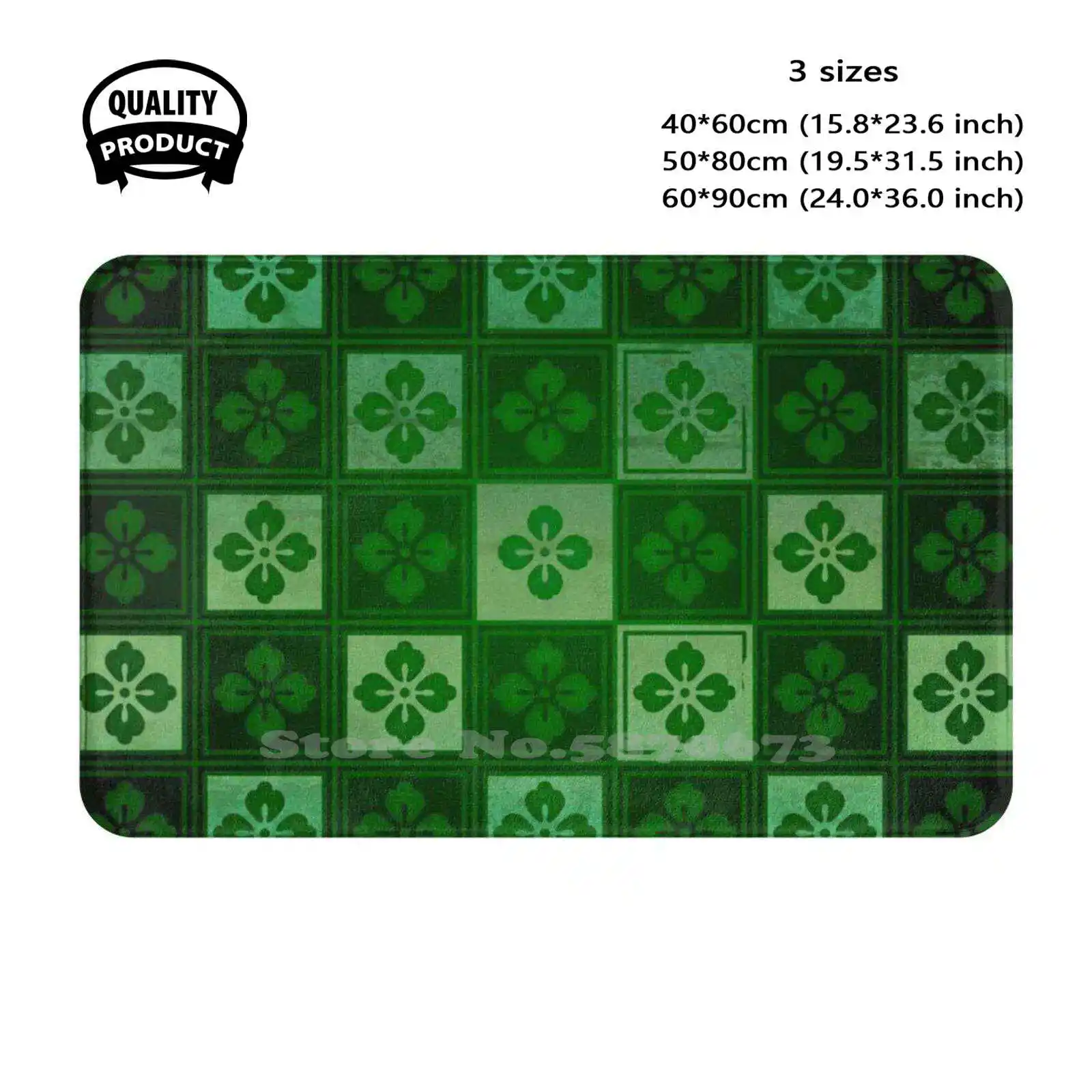 Irish Day Four Leaf Clovers Soft Cushion Home Carpet Door Mat Car Rug Irish Day Cute Eclectic Green Clover Leaf Black Lucky