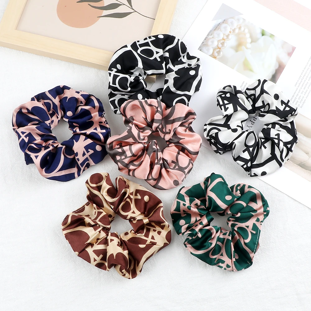 Creative Print Letter Hair Bands Women Vintage Elegant Headband Headwear Trendy Basic Hair Rope Girl Ponytail Holder Accessories