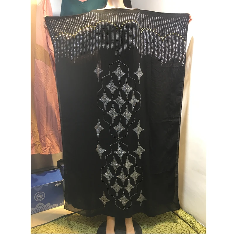 Fashion Africa style abaya long Dashiki Diamond and Flower Clothes Black Dress Kalama loose and comfortable Muslim Robe For Lady