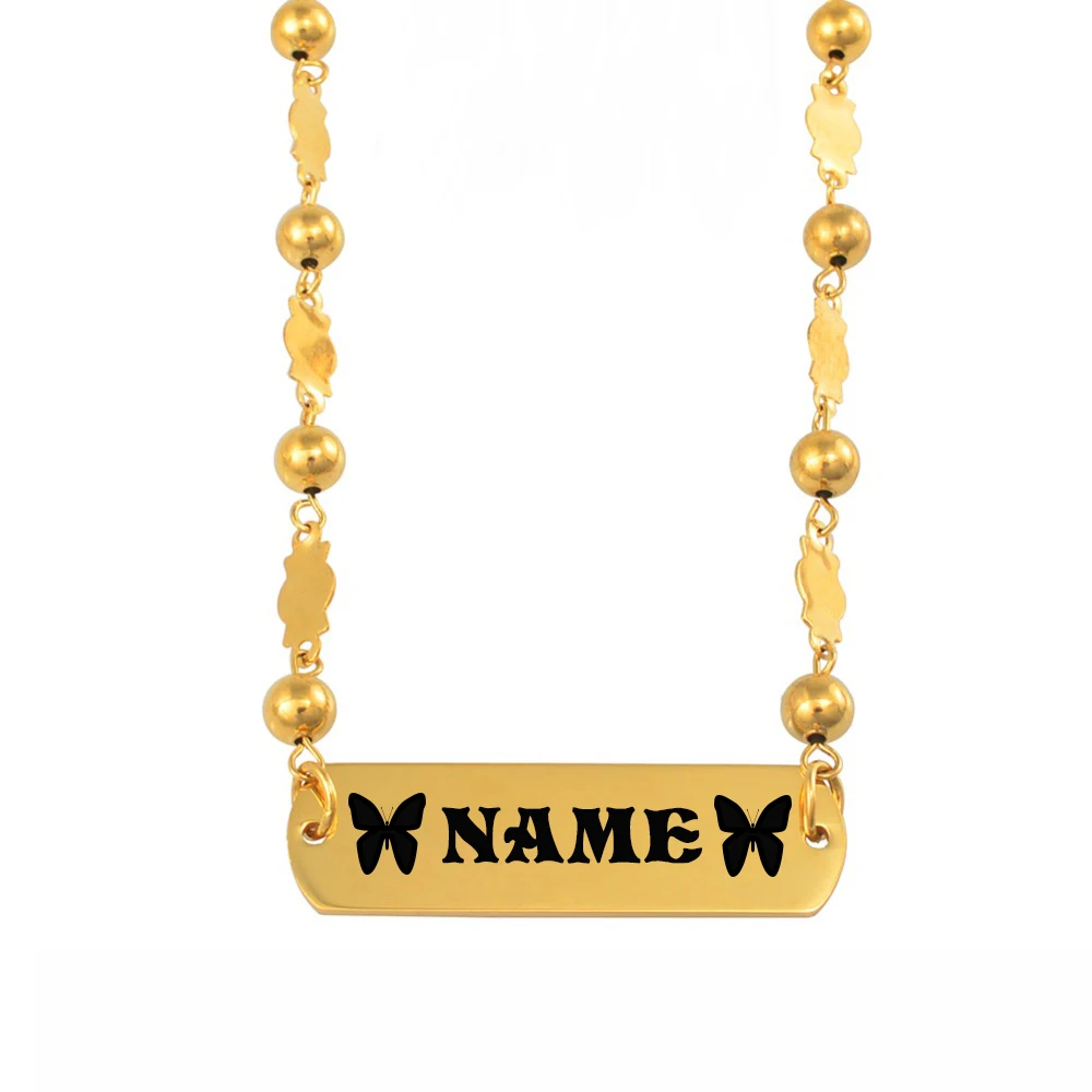 

Anniyo Personalized Beads Chain Necklaces Marshall Jewelry Chuuk Micronesia Personalise Customize Name Letters #065921