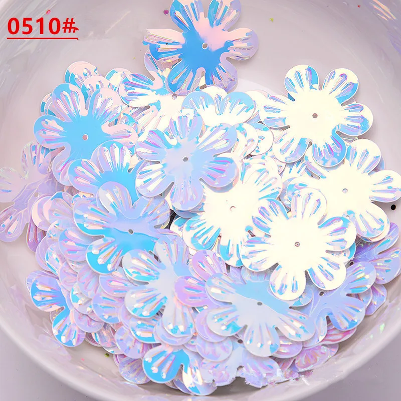 50g 22mm 30mm Flower Shape Loose Sequins for Crafts Paillettes Confetti Glitter Sequin Sewing Accessories Garment Lentejuelas