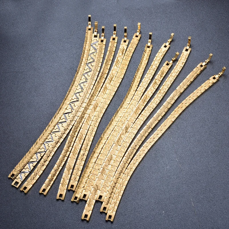 Wando 0.7CM wide and 19.5 long Gold Color Bracelet for Man Women Luxury bracelet Jewelry Wedding Jewelry Bangles  Party Gift