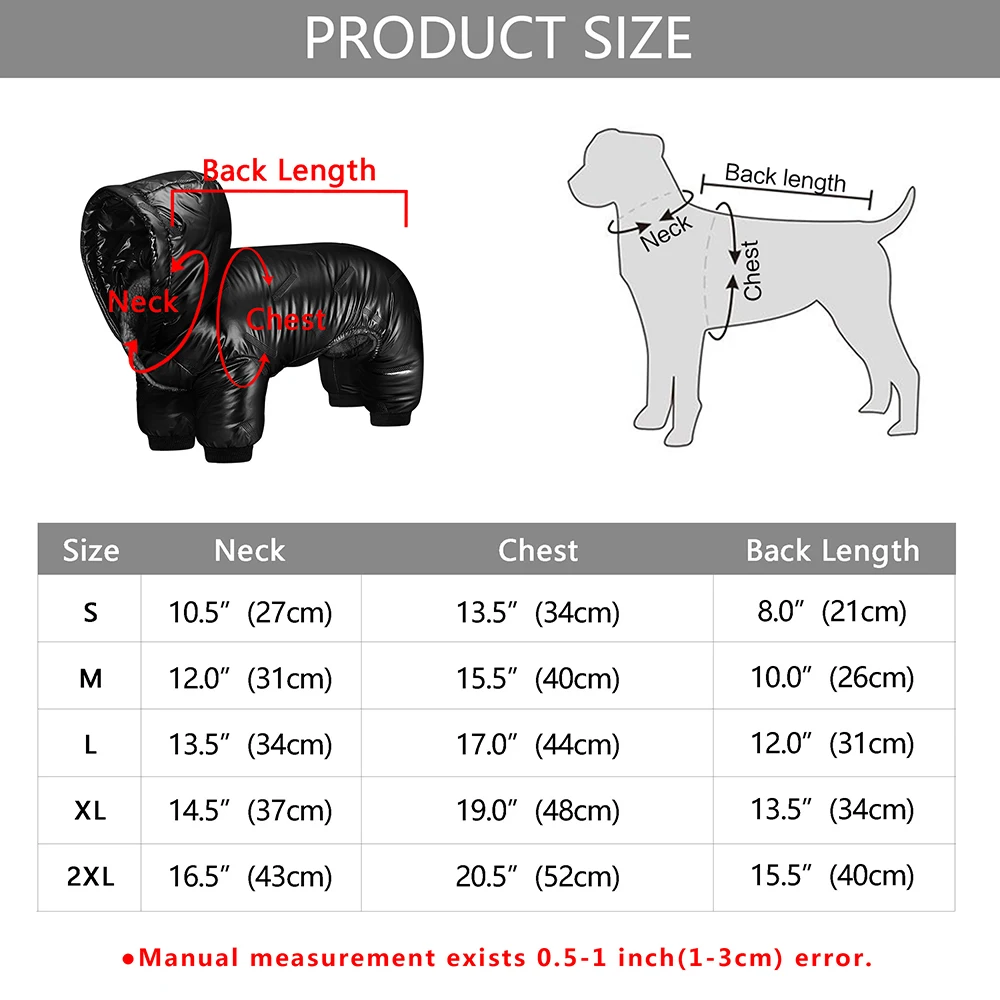 Winter Warm Pet Dog Coat Waterproof Dog Clothes Thick Small Dogs Puppy Outfit Soft Pets Jumpsuit Clothing For Small Medium Dogs