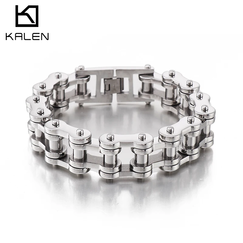 

Kalen Retro Brushed Bike Motorcycle Link Chain Cool Men Bracelet Stainless Steel 225CM Jewelry