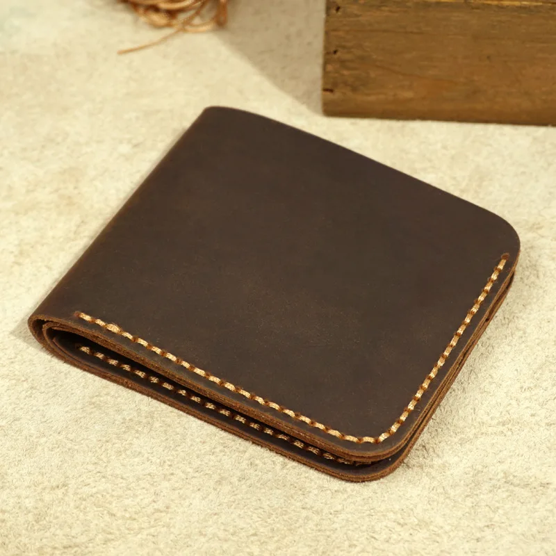 Top Genuine Leather Men\'s Wallet Retro Handmade Wallet for Men Durable Real Leather portfel male cartera hombre Purse for men