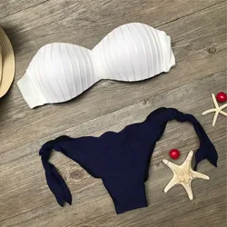 Bikinis con forma de concha para mujer, conjunto de Bikini de vendaje sólido, bañador Sexy, traje de baño para mujer, traje de baño para mujer 2023