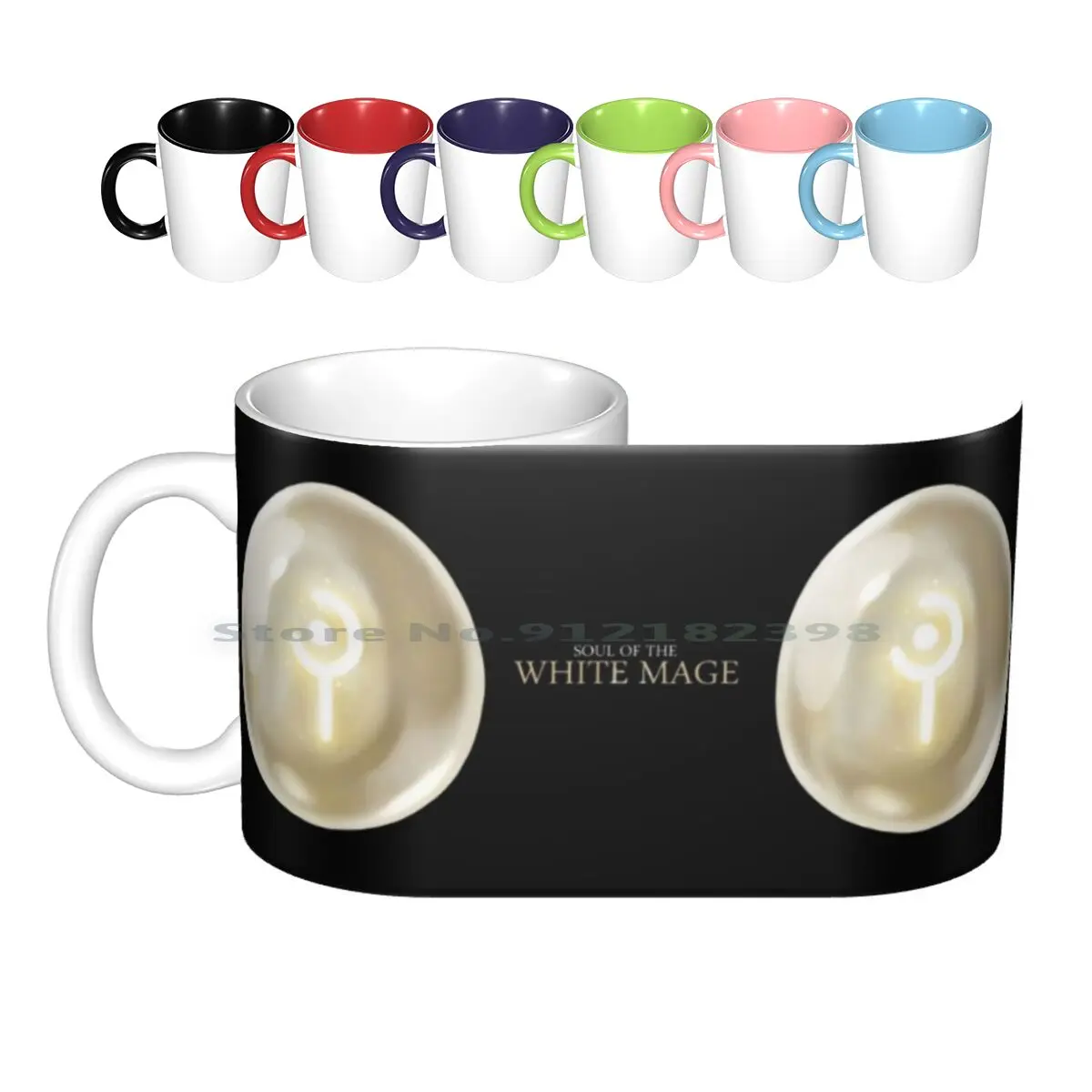 Soul Of The White Mage-Black Ceramic Mugs Coffee Cups Milk Tea Mug Ffxiv Final Fantasy Xiv Final Fantasy Mmo Crystal Gem