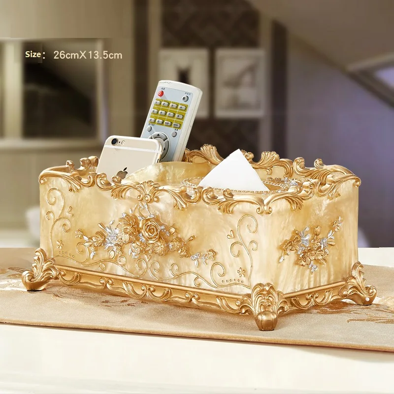 Creative Desktop European Pastoral Multifunctional Tissue Box Living Room Household Remote Control Storage Tissue Box