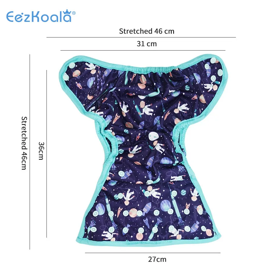 EezKoala 1pc Eco-friendly Cloth Diaper Cover Baby Washable Diaper Waterproof Baby Nappies Reusable Adjustable Pocket Diaper