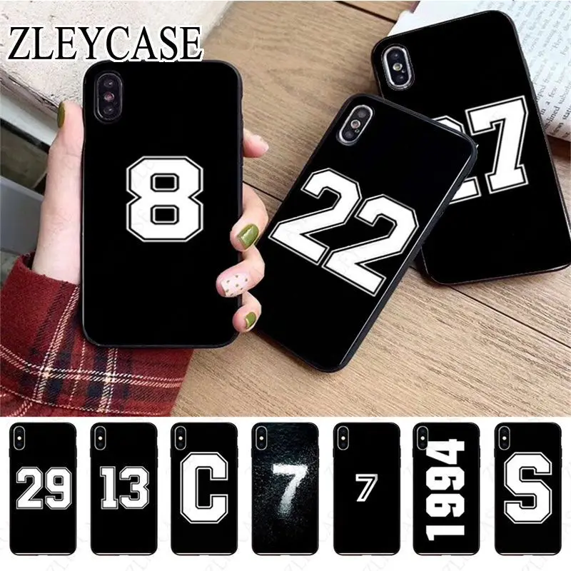 black lucky letter and number Phone Case For iphone 13pro 14pro 15pro 12pro 11pro xs max 7 8 XR 12mini 15plus 13mini SE cover