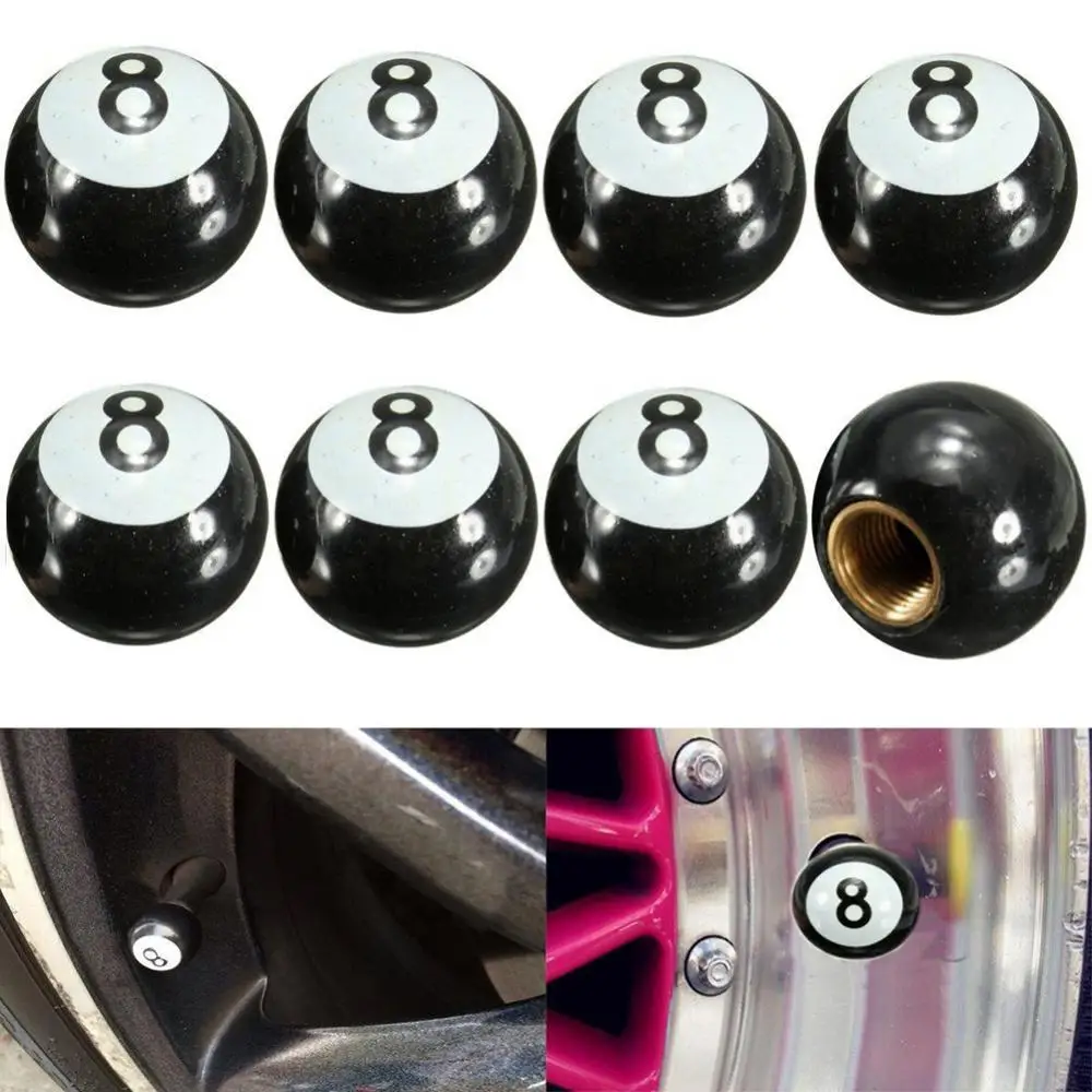 4Pcs Car Bike Tire Wheel Schraders Valve Cap Black 8 Motorcycle Tyre Stem Cover