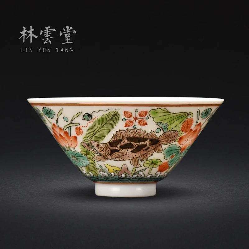 Lin Yuntang ancient color master mandarin fish cup cup kung fu tea cups sample tea cup jingdezhen high-grade tea