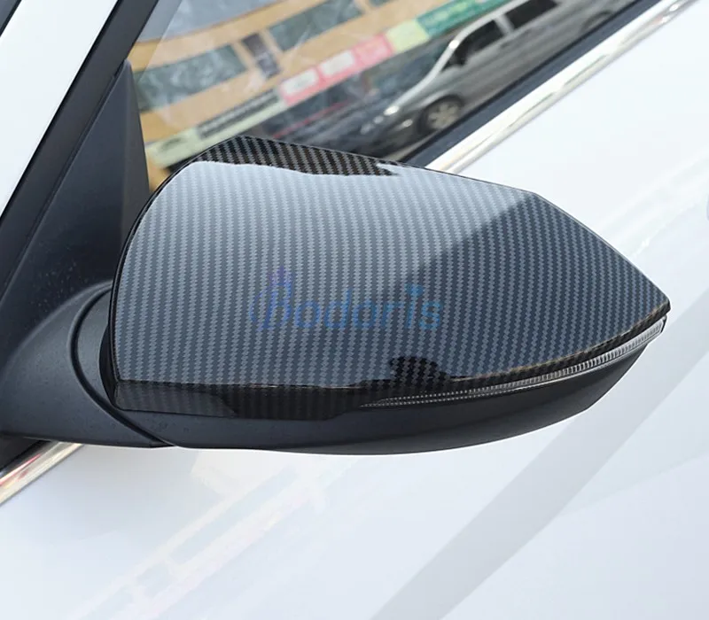 For Hyundai Elantra CN7 2020 2021 Carbon Fiber Look Side Rearview Caps Panel Mirror Cover Rear View Shells Overlay Accessories