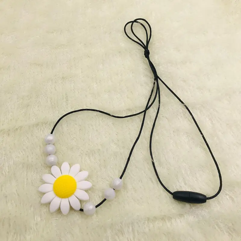 Unique Sunflower Baby Teether Necklace Silicone Pendant Beads Bow Knot Teething Nursing Toys for Infants Little Boys Girls